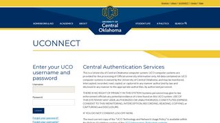 Central Authentication Services - University of Central Oklahoma - UCO