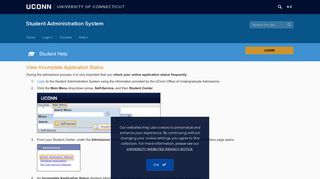 View Incomplete Application Status | Student Administration System