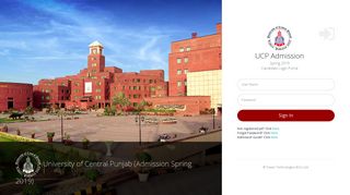 UCP Admission | Login Page