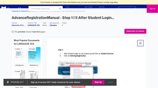 AdvanceRegistrationManual - Step 1 I II After Student Login on ucp ...