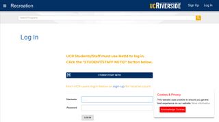 Log In - UCR Recreation Registration