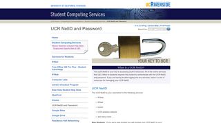 Student Computing Services: UCR NetID and Password