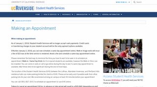 Making an Appointment | Student Health Services - UCR Student ...