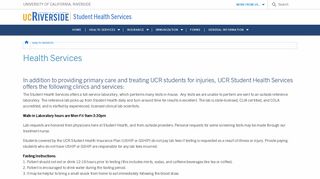Health Services | Student Health Services - UCR Student Health ...