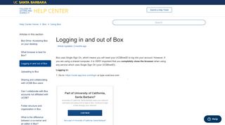 Logging in and out of Box – UCSB Support Desk Collaboration