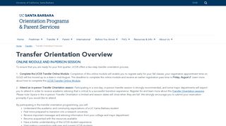 Transfer Orientation Overview - UCSB Orientation Programs