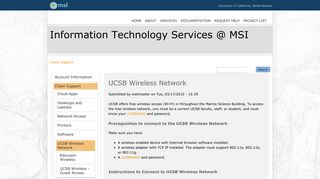 UCSB Wireless Network | Information Technology Services @ MSI