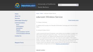 eduroam Wireless Service | Enterprise Technology ... - ets.ucsb.edu