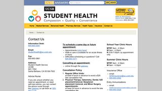 UCSB Student Health - Contact Us