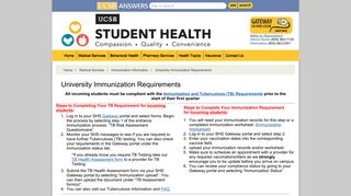 University Immunization Requirements - UCSB Student Health