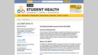 UC SHIP 2018-19 - UCSB Student Health