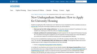 New Undergraduate Students: How to Apply for ... - UCSC Housing