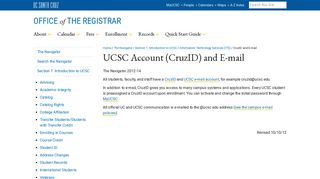 UCSC Account (CruzID) and E-mail - Registrar - UCSC