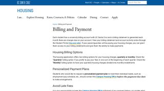 Billing and Payment - UCSC Housing