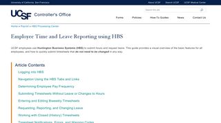 Employee Time and Leave Reporting using HBS - UCSF Controller's ...