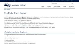 Sign Up for Direct Deposit - UCSF Controller's Office