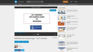 RefWorks off campus login - UCT Libraries - SlideShare
