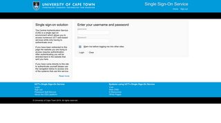 University of Cape Town / Single Sign On Service - UCT