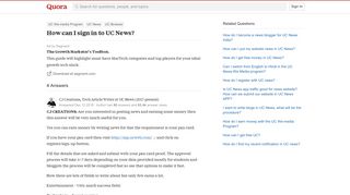 How to sign in to UC News - Quora