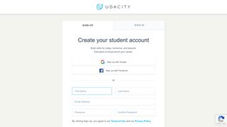 Sign Up - Udacity