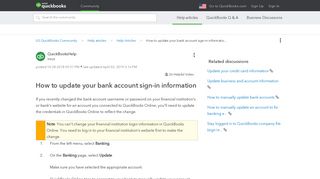 How to update your bank account sign-in informatio... - QuickBooks ...