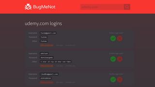 udemy.com passwords - BugMeNot
