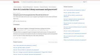 How to crack the Udemy username and password - Quora