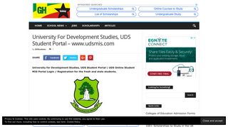 University For Development Studies, UDS Student Portal – www ...