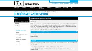 Blackboard and e:Vision and Timetables - UEA - The UEA Portal