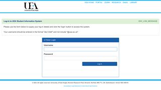 Log-in to UEA SIS - Web Access to Your Data