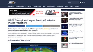 UEFA Champions League Fantasy Football – Player Projections - The ...
