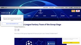 Champions League Fantasy Team of the Group Stage - UEFA.com