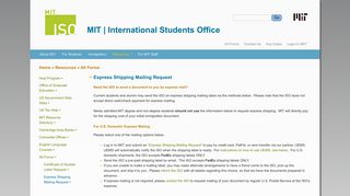Express Shipping Mailing Request | MIT | International Students Office