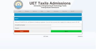 UET Taxila UG Admissions