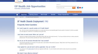 UF Health Shands Employment: FAQ » UF Health Job Opportunities ...