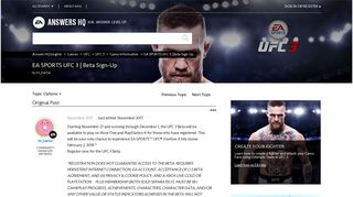 EA SPORTS UFC 3 | Beta Sign-Up - Answer HQ