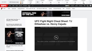 UFC Fight Night Cheat Sheet TJ Dillashaw vs. Henry Cejudo