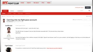 Cant log into my fight pass account. - Help - UFC® Fight Club – Forum
