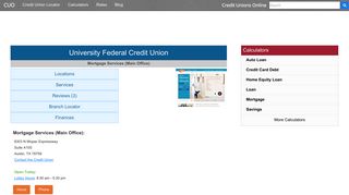 University Federal Credit Union - Austin, TX - Credit Unions Online