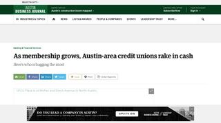 Austin's top credit unions: UFCU, RBFCU and others rake in cash ...