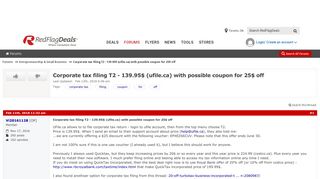 Corporate tax filing T2 - 139.95$ (ufile.ca) with possible coupon ...