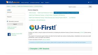 ALZeducate: U-First! ® Online