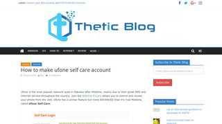 How to make ufone self care account - Thetic Blog