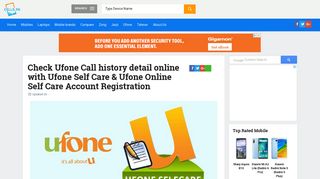 Check Ufone Call history detail online with Ufone Self Care & Ufone ...