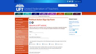 Political Action Sign Up Form | United Federation of Teachers - UFT