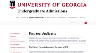 First-Year Applicants - UGA Undergraduate Admissions - University of ...
