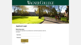 Wagner College Application - Login