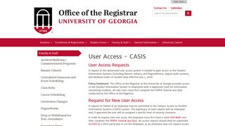 User Access - CASIS | Faculty & Staff | Office of the Registrar