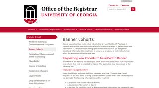 Banner Cohorts | Faculty & Staff | Office of the Registrar