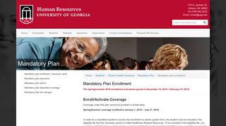 Mandatory plan enrollment / Insurance cards - UGA HR - University of ...